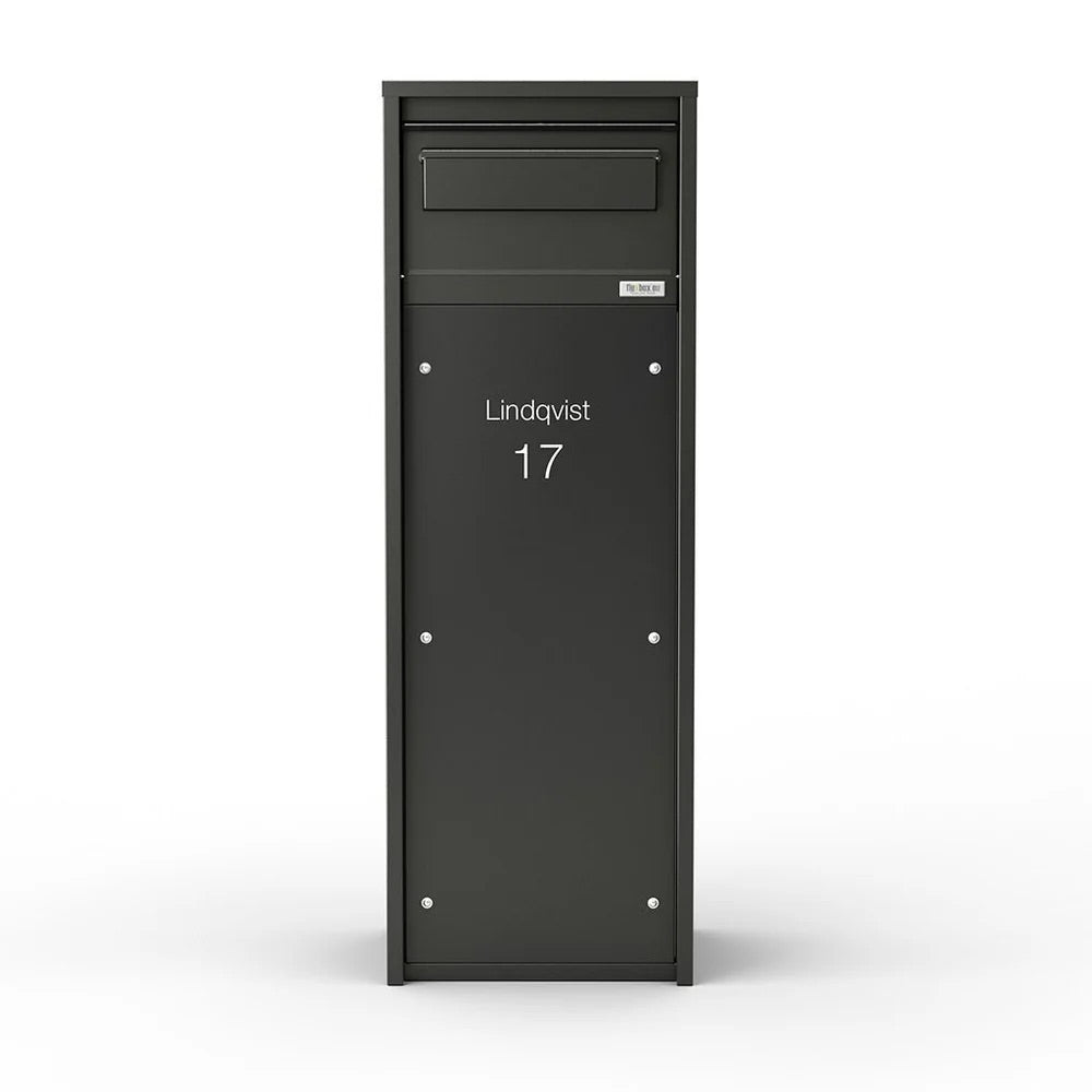 Free Standing Outdoor Parcel Box – Nikolai – Black – Front View