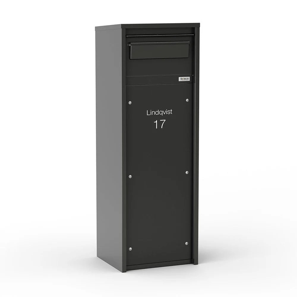Free Standing Outdoor Parcel Box – Nikolai – Black – Side View