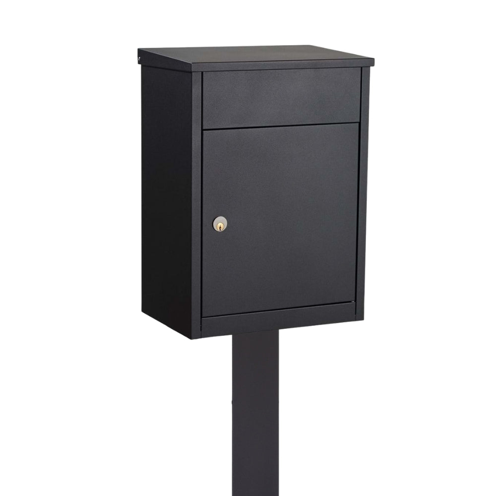 Free Standing Outdoor Post Box – Allux 500 Black with Black FR-2 Stand