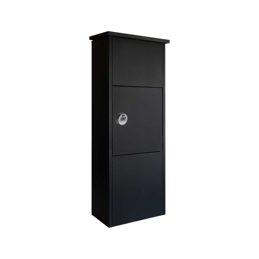 Large Outdoor Parcel Box Free Standing Front Access – Black with Combination Lock