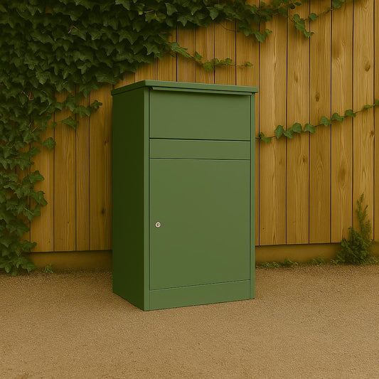 Large Outdoor Free Standing Parcel Box for Home – Buzzard – Front Access – Pale Green