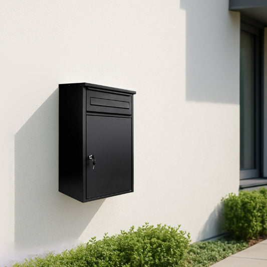 Wall Mounted Parcel & Post Box – Woodpecker Black | Parcelbox4you