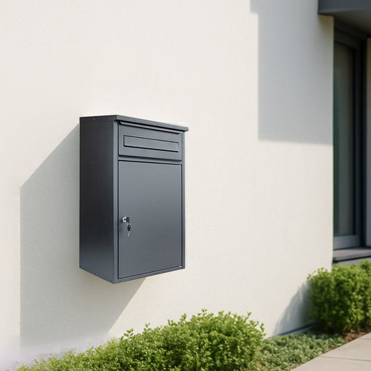 Wall Mounted Parcel & Post Box – Woodpecker Grey | Parcelbox4you
