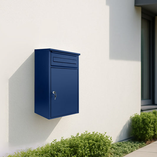 Wall Mounted Parcel & Post Box – Woodpecker Oxford Blue | Parcelbox4you
