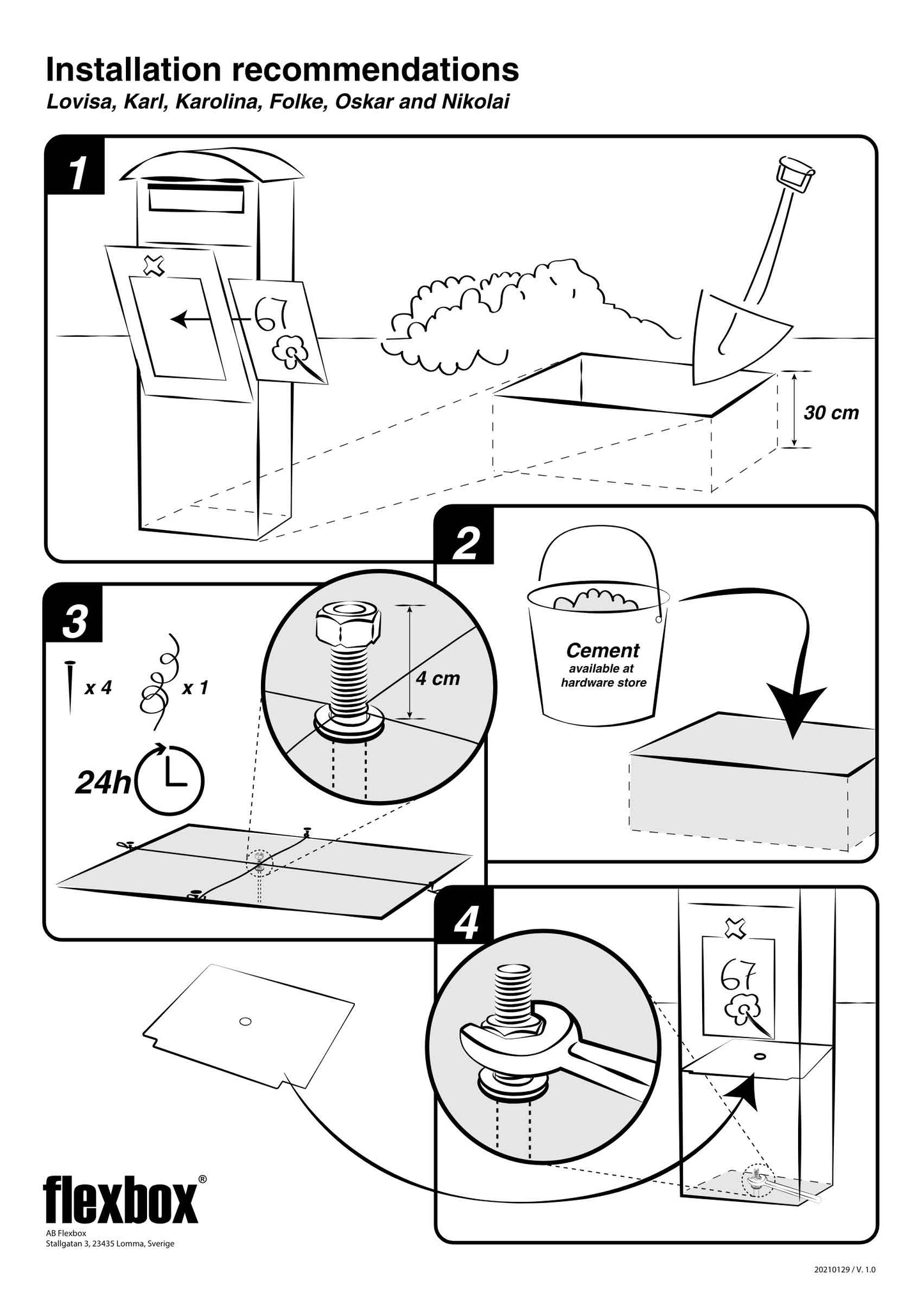 Step-by-step installation instructions for a Nikolai by Flexbox