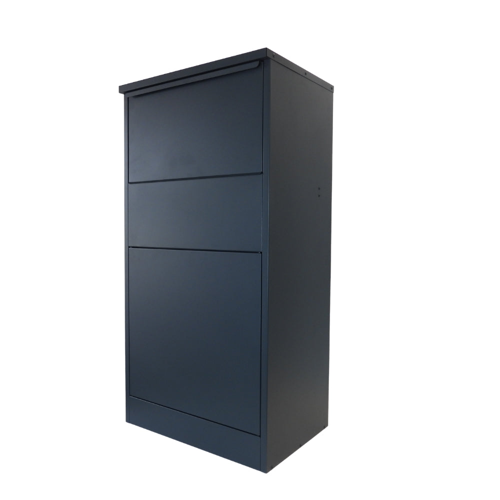 Buzzard_Extra_Large_Rear_Access_Parcel_Box_-_Black_-_Front_-_Side_Angle