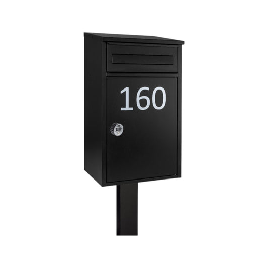 External Lockable Free Standing Letterbox and Parcel Box with Combination Lock - Woodpecker - Anthracite Grey with FR-2 Stand