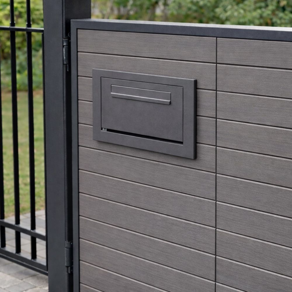 Large Capacity Parcel Box Rear Access for Gates, Fences and Side Panels – Epsilon GM - Anthracite Grey