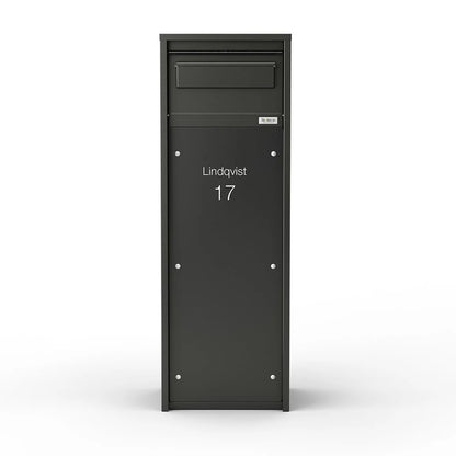 Free Standing Outdoor Parcel Box – Nikolai – Black – Front View
