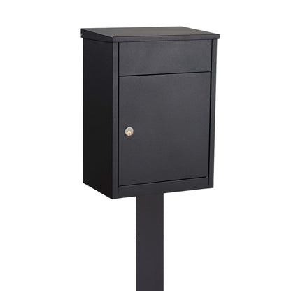 Free Standing Outdoor Post Box – Allux 500 Black with Black FR-2 Stand
