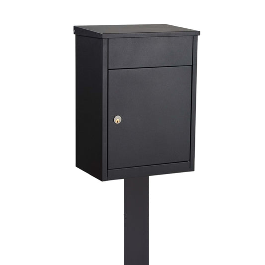 Free Standing Outdoor Post Box – Allux 500 Black with Black FR-2 Stand