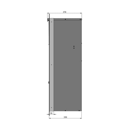 FrontAccessRecessMountedExtraLargeBuzzardParcelBoxwithTrim-DimensionDrawing-SideAngle