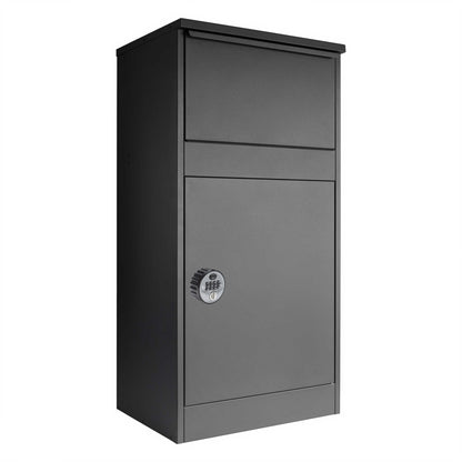 Large Outdoor Free Standing Parcel Box for Home – Buzzard Front Access Anthracite Grey with Combination Lock