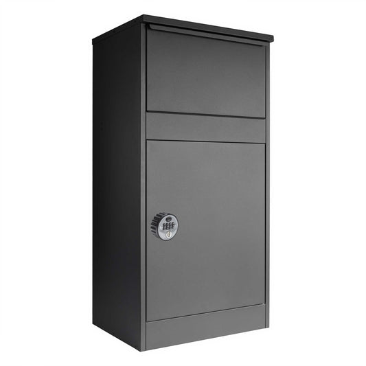 Large Outdoor Free Standing Parcel Box for Home – Buzzard Front Access Anthracite Grey with Combination Lock