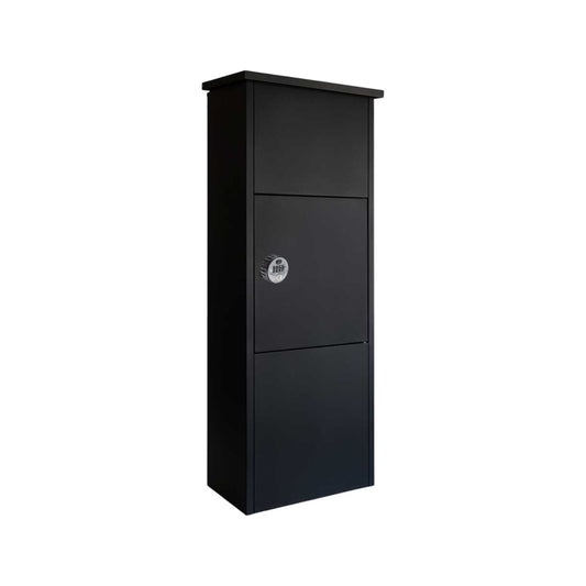 Large Outdoor Parcel Box Free Standing Front Access – Black with Combination Lock