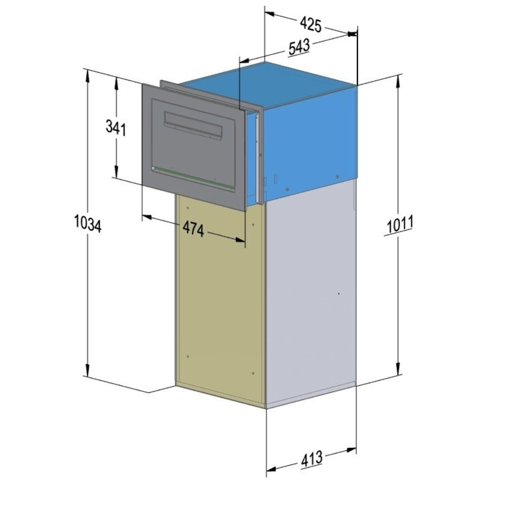 Large Capacity Parcel Box Rear Access for Gates, Fences and Side Panels – Epsilon GM - Anthracite Grey