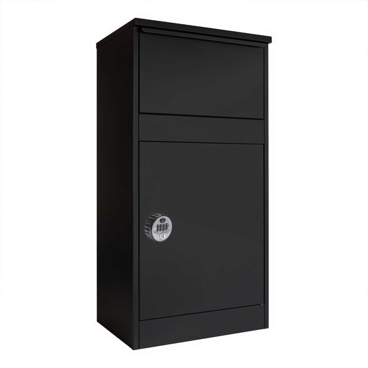 Large Outdoor Free Standing Parcel Box for Home – Buzzard – Front Access – Black