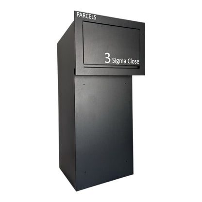 rear access parcel box for gates and fences sigma paco ve2 anthracite grey side angle