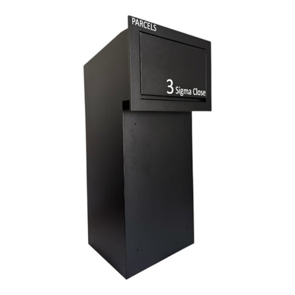 rear access parcel box for gates and fences sigma paco ve2 black side angle