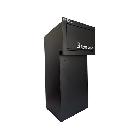 Rear Access Parcel Box for Gates and Fences Sigma Paco VE2 Black Side Angle