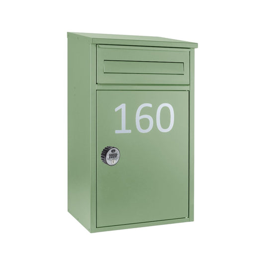 Secure Lockable Outdoor Wall Mounted ParcelBox - Woodpecker in PaleGreen Anthracite - Combination Lock Variant