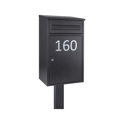 External Lockable Free Standing Letterbox and Parcel Box with Combination Lock - Woodpecker - Anthracite Grey with FR-2 Stand