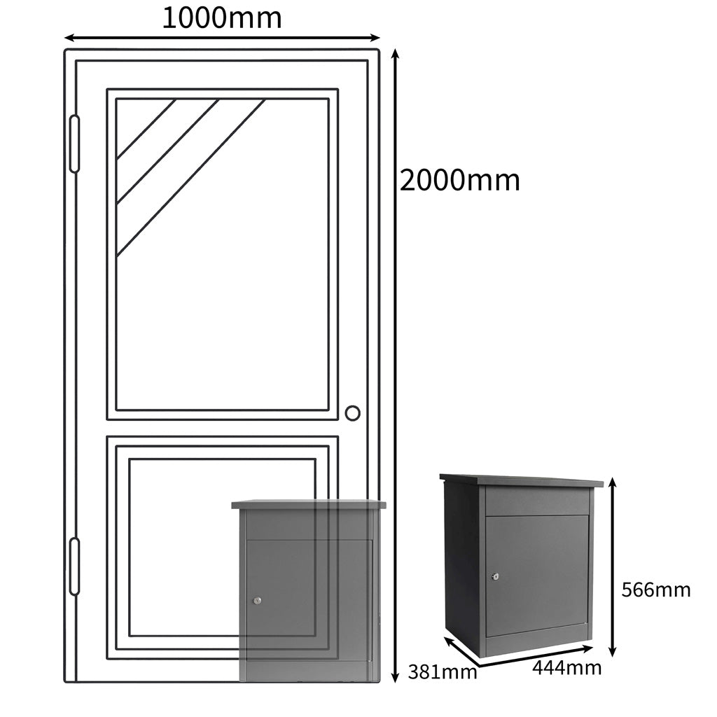 parcel box size comparison with door dimensions puffin