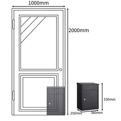 parcel box size comparison with door dimensions allux 500