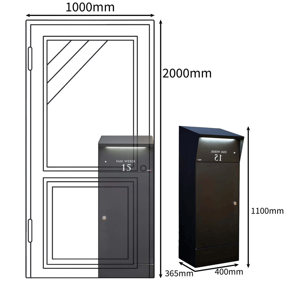 parcel box size comparison with door dimensions bjorn