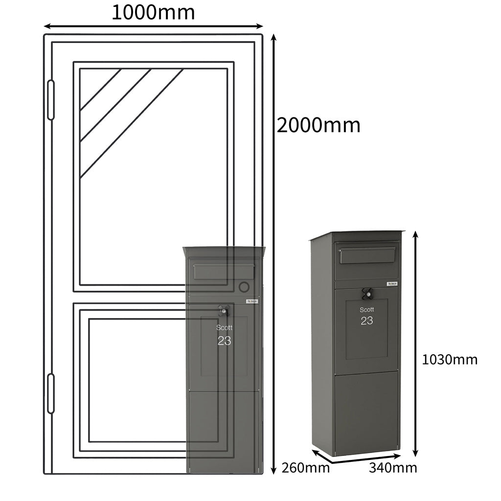 parcel box size comparison with door dimensions karl