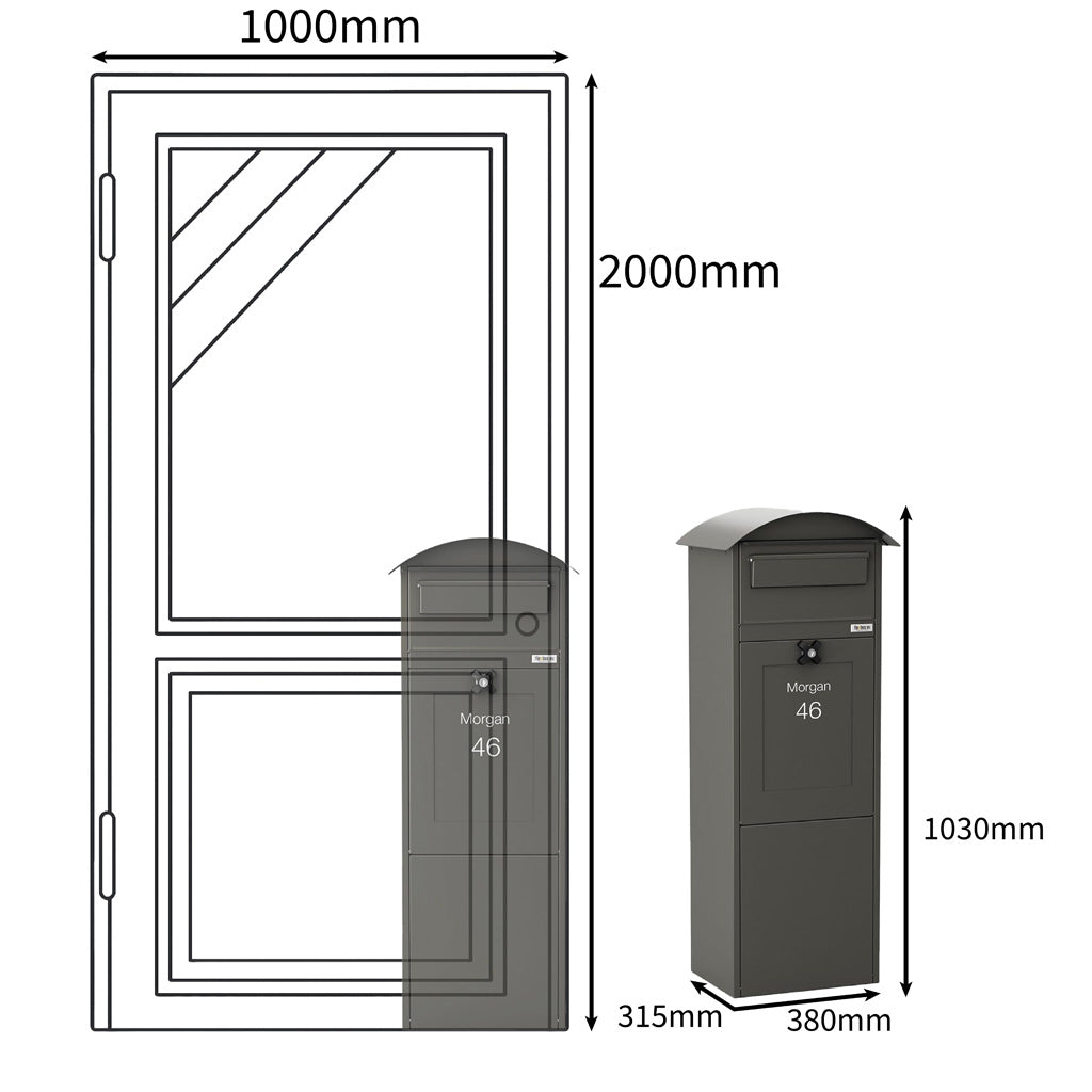 parcel box size comparison with door dimensions lovisa
