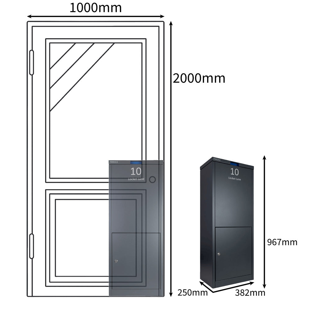 parcel box size comparison with door dimensions parcelpod 3