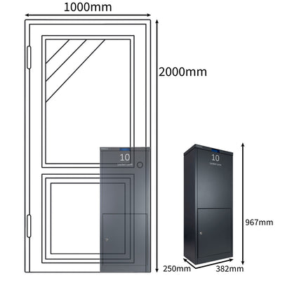 parcel box size comparison with door dimensions parcelpod 3