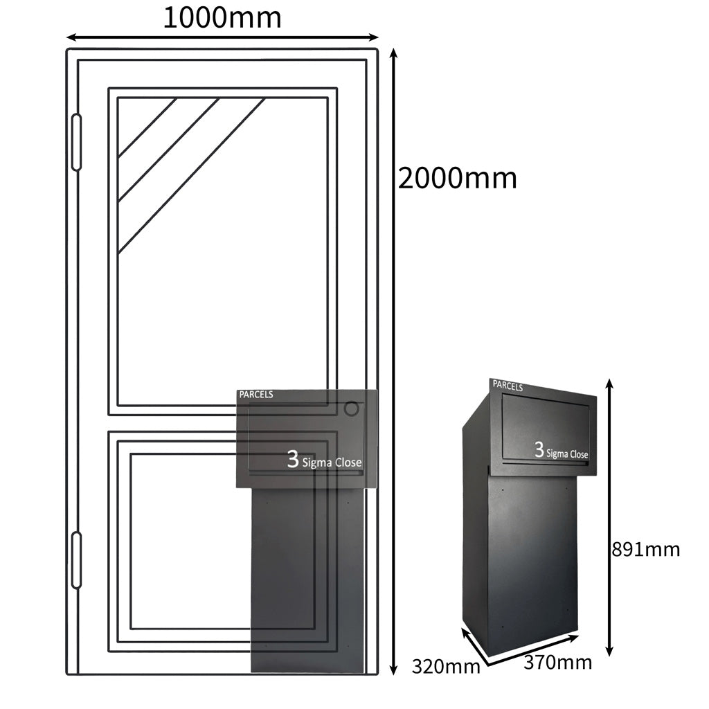 parcel box size comparison with door dimensions sigma paco