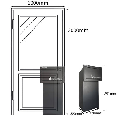 parcel box size comparison with door dimensions sigma paco